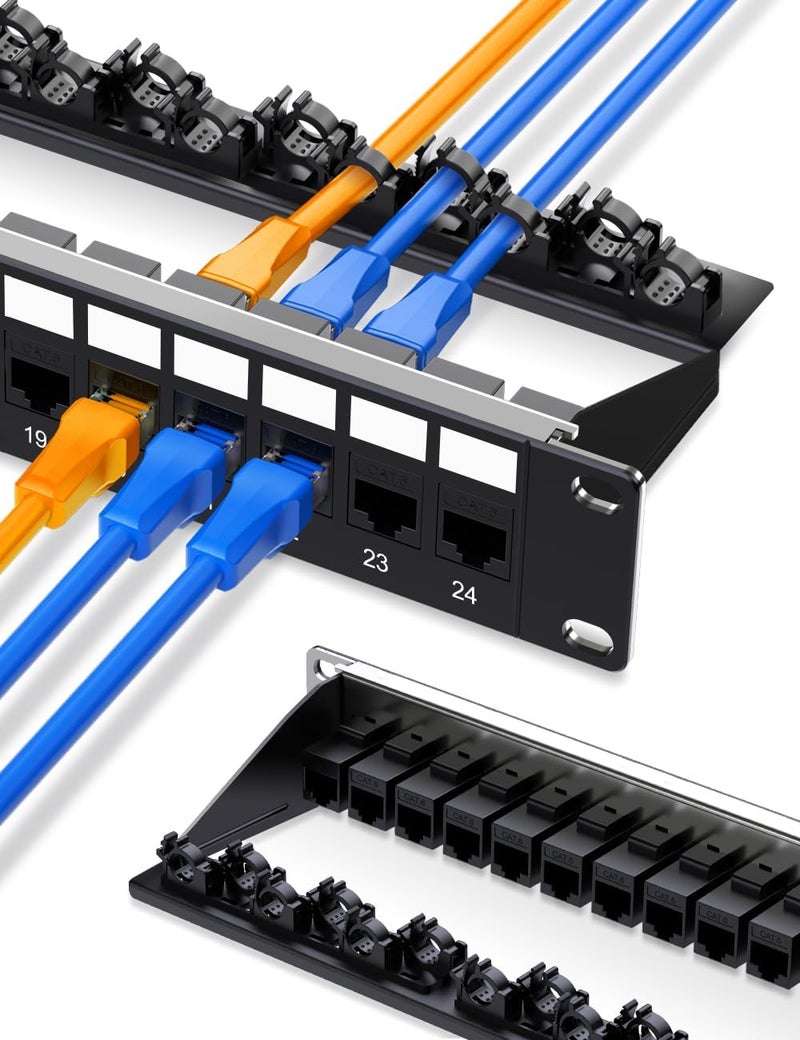 Enmane 24 Port Patch Panel Cat6 Keystone Patch Panel 1U (EC Listed) UTP with Smart Cable Management for 19inch Rackmount - Image 1